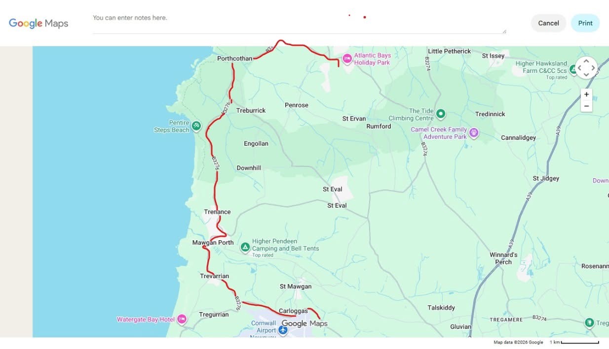 Route Map for NVTRR 2026 1